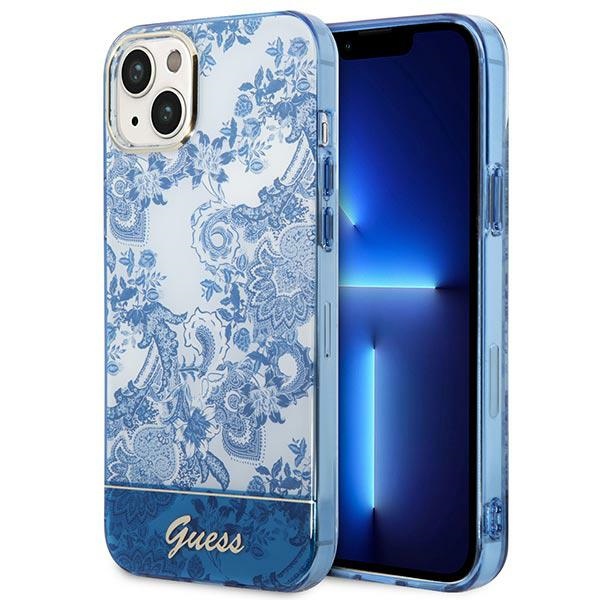 Guess GUHCP14MHGPLHB iPhone 14 Plus 6.7 "zils/zils cietais apvalks Porcelain Collection