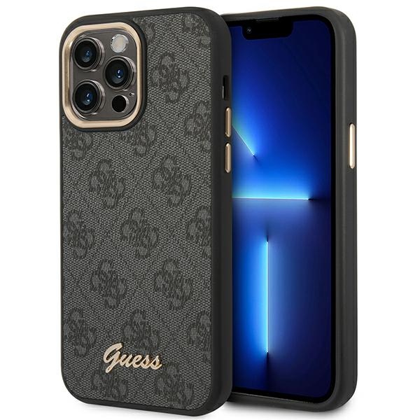 Guess GUHCP14XHG4SHK iPhone 14 Pro Max 6.7" melns / melns viedtālruņa apvalks 4G ar vintīgā aukso logotipa dizainu