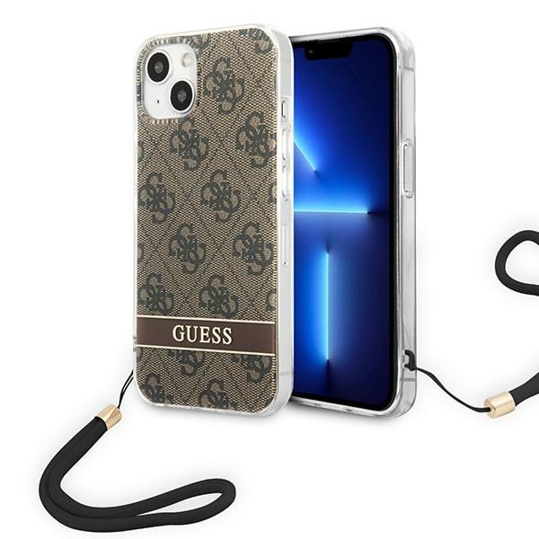 Guess GUOHCP14MH4STW iPhone 14 Plus 6.7 "brūns / brūns cietais apvalks 4G druka Siksna