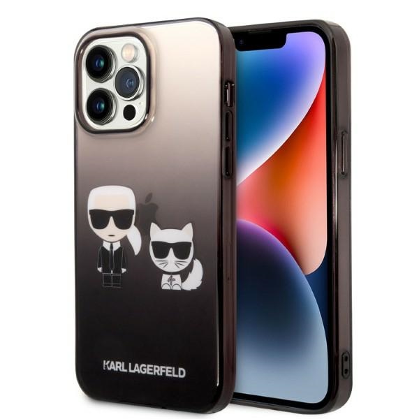 Karl Lagerfeld KLHCP14LTGKCK iPhone 14 Pro 6.1 "cietais apvalks melns/melns Gradients Ikonik Karl & Choupette