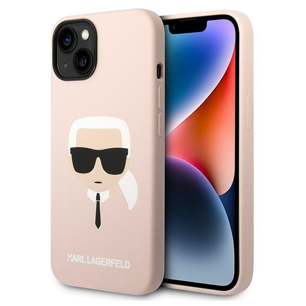 Karl Lagerfeld KLHCP14MSLKHLP iPhone 14 Plus 6.7 "cietais viedtālruņa apvalks rozā / rozā silikona Karl's Head