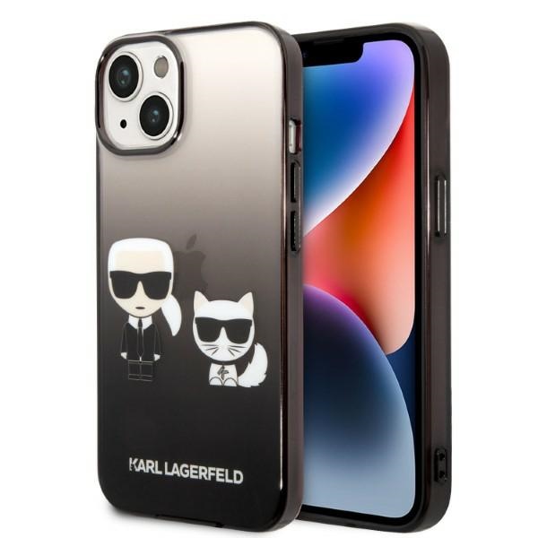 Karl Lagerfeld KLHCP14STGKCK iPhone 14 6,1 "cietais apvalks melns / melns Gradients Ikonik Karls & Choupette