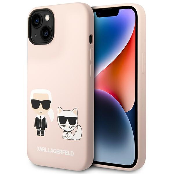 Karl Lagerfeld KLHMP14MSSKCI iPhone 14 Plus 6.7 "cietais apvalks gaiši rozā / gaiši rozā Silikona Karls & Choupette Magsafe
