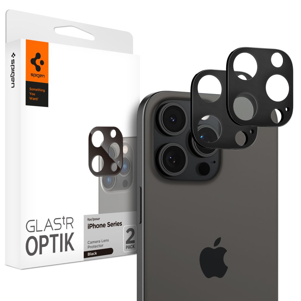 Spigen Optik.tR Aizsargstikls kamerai iPhone 14 Pro / Pro Max / 15 Pro / Pro Max / 16 Pro / Pro Max - Melns 2 gab.