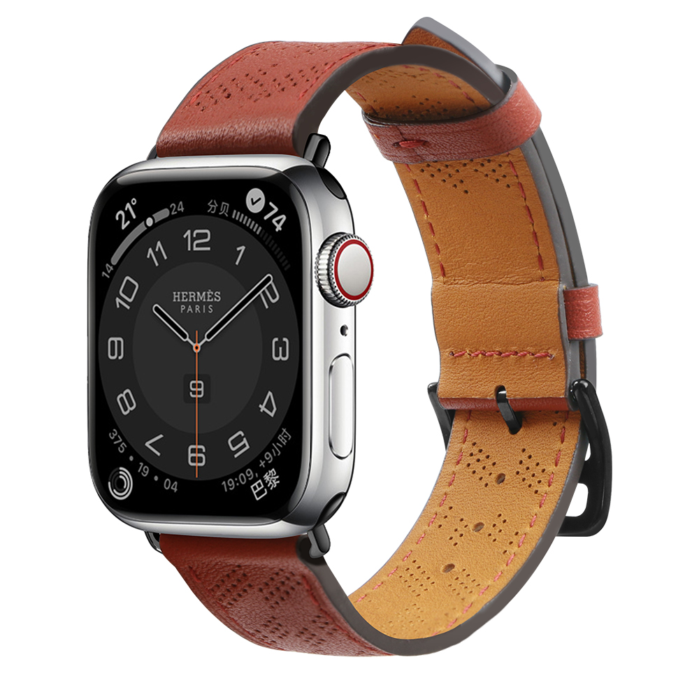 Ādas siksniņa Apple Watch 38 / 40 / 41 mm aproce – sarkana