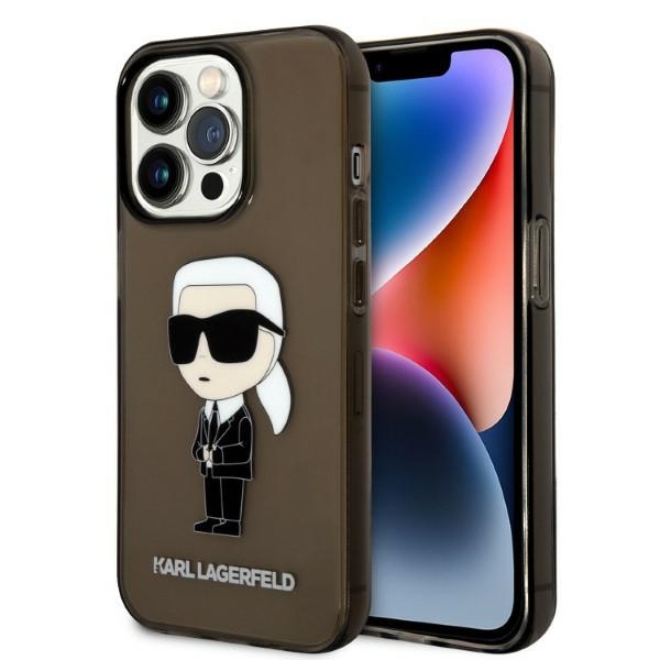 Karl Lagerfeld KLHCP14LHNIKTCK iPhone 14 Pro 6.1" melns/melns cietais apvalks Ikonik Karl Lagerfeld
