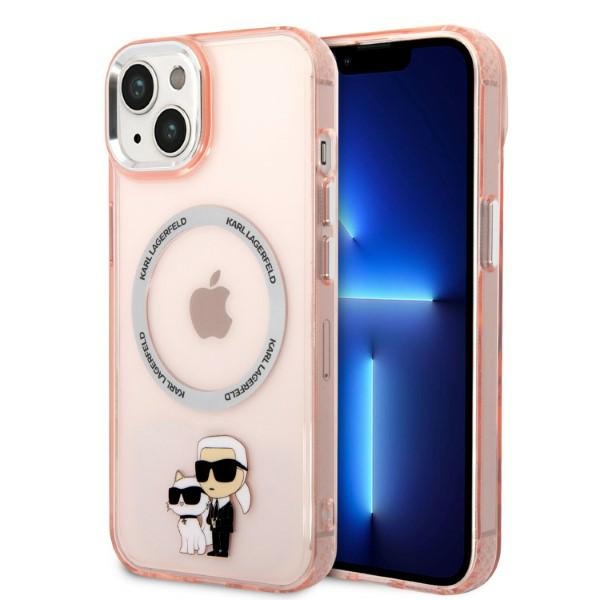 Karl Lagerfeld KLHMP14SHNKCIP iPhone 14 6.1" Rozā/rozā kietais apvalks Ikonis Karl&Choupette Magnētiskais