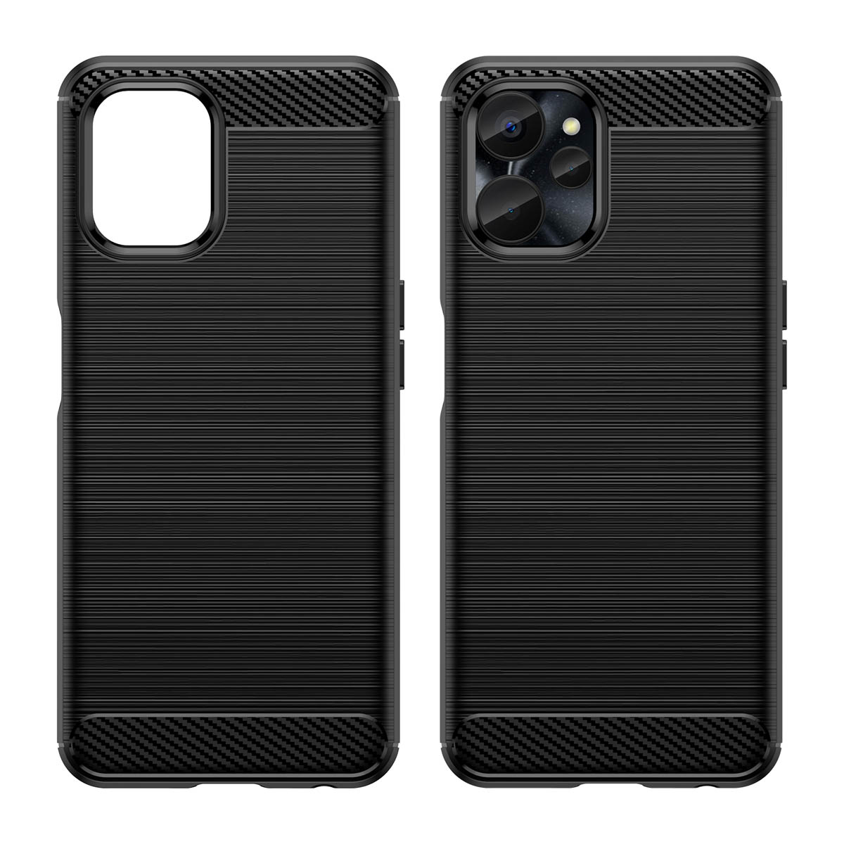 Carbon Case viedtālruņa apvalks Realme 10 5G / Realme 9i 5G elastīgs silikona oglekļa pārklājums melns