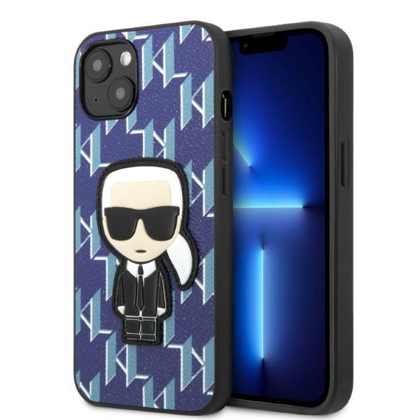Karl Lagerfeld KLHCP13MPMNIKBL iPhone 13 6.1" cietais apvalks zils/zils Monogramma Ikonik Plāksteris