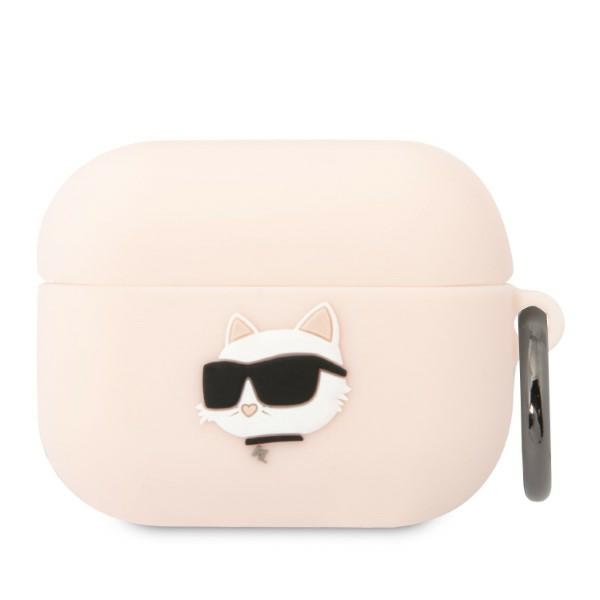 Karl Lagerfeld KLAPRUNCHP AirPods Pro apvalks rozā/rozā Silikona Choupette Head 3D