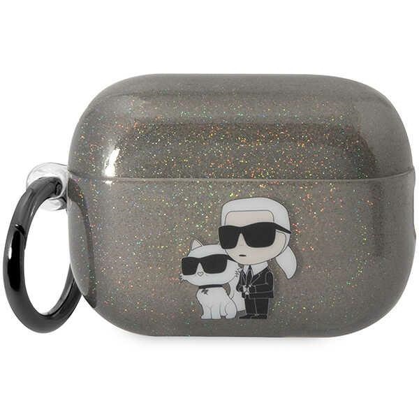 Karl Lagerfeld KLAP2HNKCTGK AirPods Pro 2 apvalks melns/melns Mirdzošs Karl&Choupette