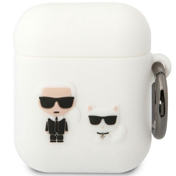 Karl Lagerfeld KLACA2SILKCW AirPods 1/2 apvalks balts/balts Silikona Karl & Choupette