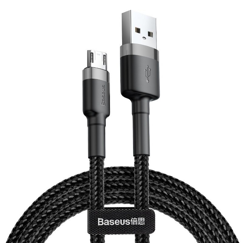 Baseus Cafule Micro USB kabelis 2.4A 1m (pelēks + melns)