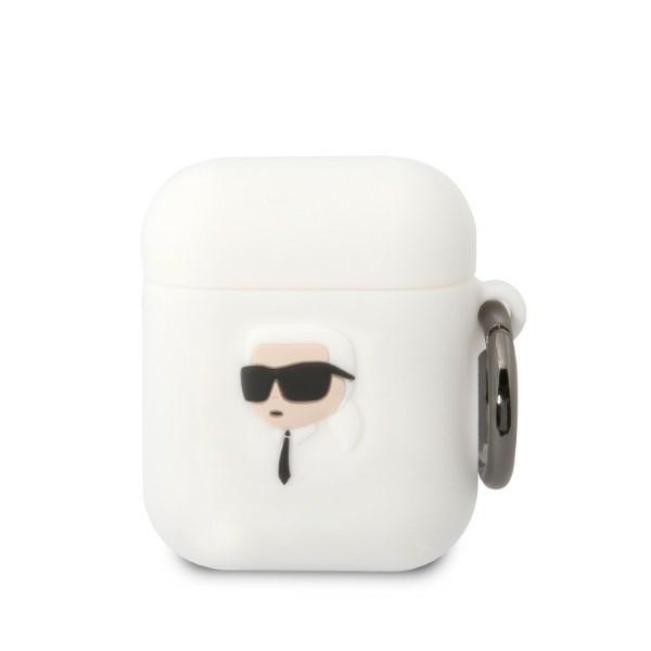 Karl Lagerfeld KLA2RUNIKH AirPods 1/2 apvalks balta/balta silikona Karl galvas 3D