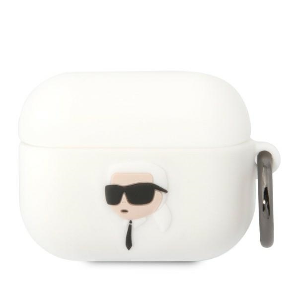 Karl Lagerfeld KLAPRUNIKH AirPods Pro apvalks balta/balta silikona Karl galvas 3D