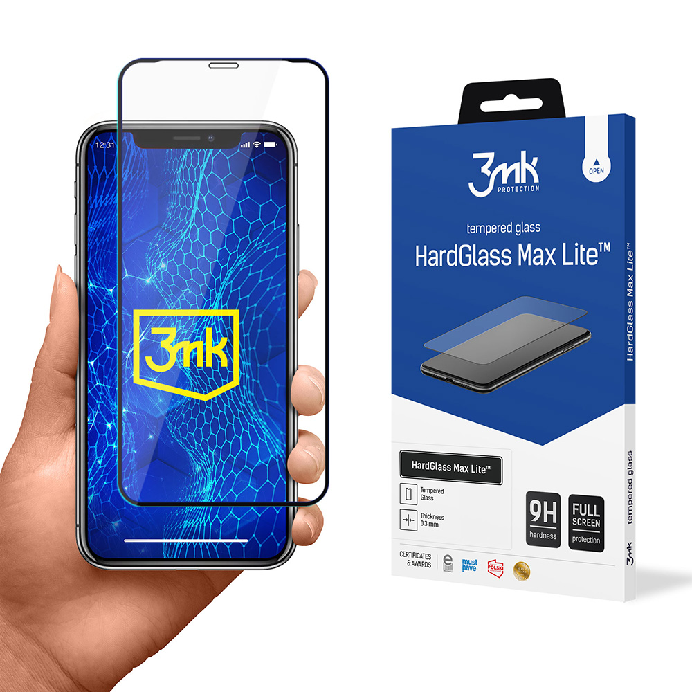 9H 3mk HardGlass Max Lite™ stikls iPhone X