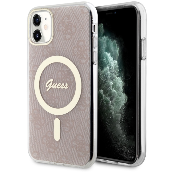 Guess GUHMN61H4STP iPhone 11 6.1" rozā/rozā cietais apvalks 4G MagSafe