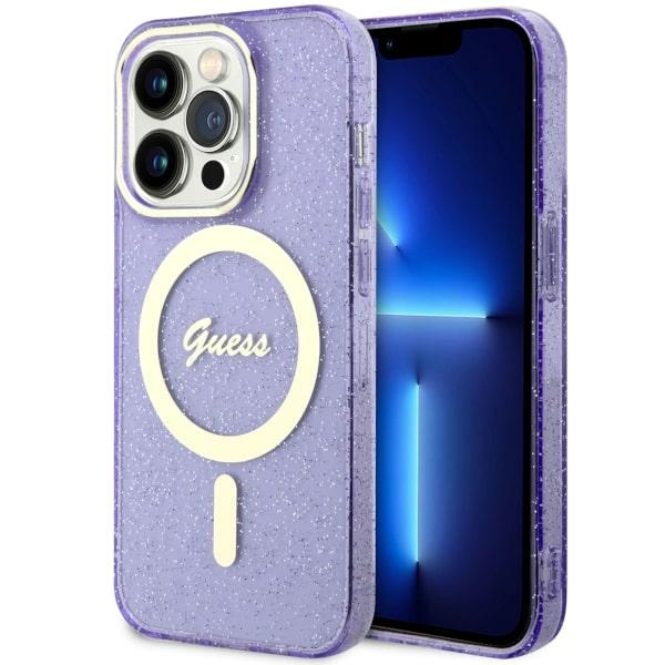 Guess GUHMP14LHCMCGU iPhone 14 Pro 6.1" violets/violets cietais apvalks Spīdumi Zelts MagSafe