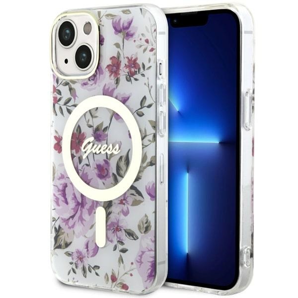 Guess GUHMP14MHCFWST iPhone 14 Plus 6.7" caurspīdīgs cietais apvalks Zieds Magnētiskais