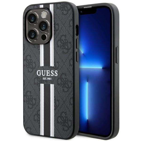 Guess GUHMP14LP4RPSK iPhone 14 Pro 6.1" melns/melns cietais apvalks 4G Printed Stripes MagSafe