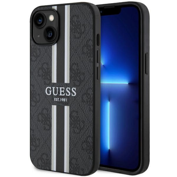 Guess GUHMP14MP4RPSK iPhone 14 Plus 6.7" melns/melns cietais apvalks 4G Printed Stripes MagSafe