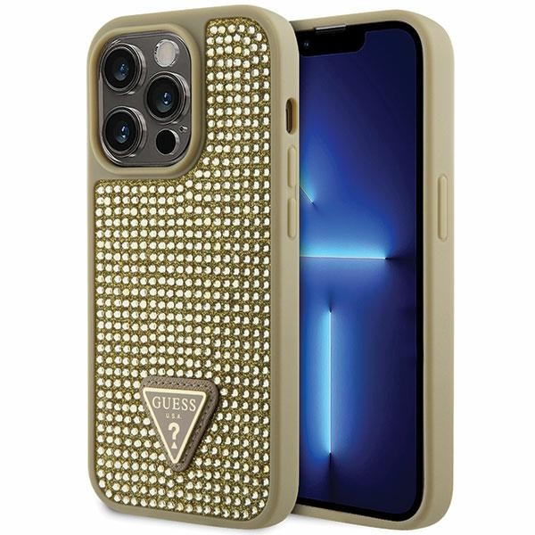 Guess GUHCP14LHDGTPD iPhone 14 Pro 6.1" zelts zelts Kietais vāciņš Rhinestone Triangle