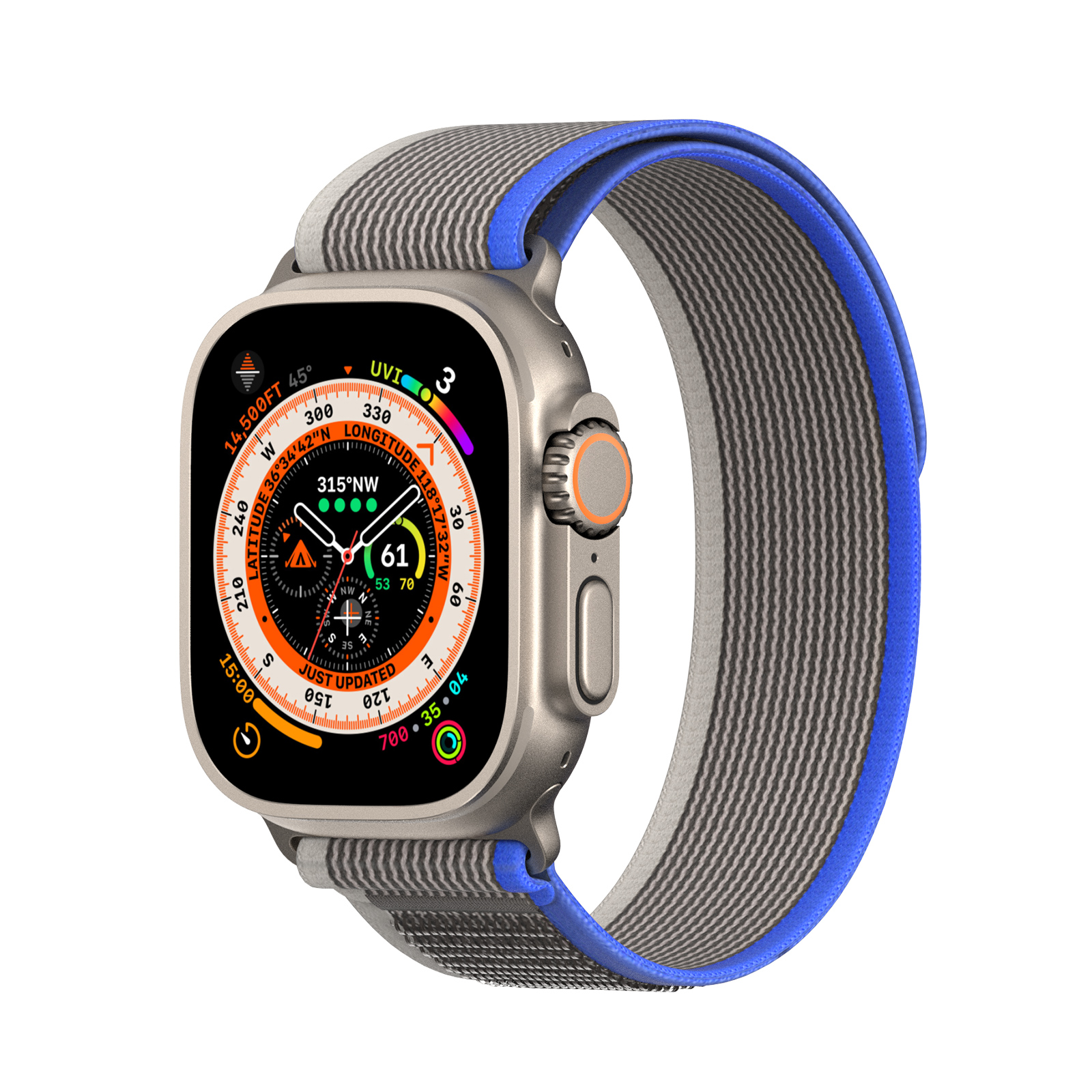Sporta Velcro siksna Apple Watch Ultra / 9 / 8 / 7 / 6 / SE / 5 / 4 / 3 / 2 / 1 (42, 44, 45, 49 mm) Dux Ducis siksna YJ versija - zila-pelēka