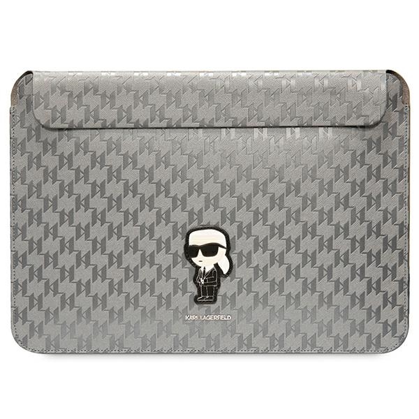 Karl Lagerfeld Saffiano Monogramma Ikonik apvalks 14" klēpjdatoram - sudraba