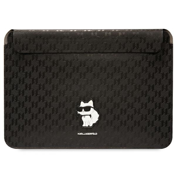 Karl Lagerfeld Saffiano Monogramma Choupette apvalks 16" klēpjdatoram - melns