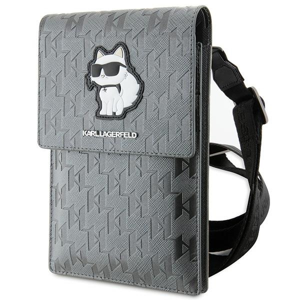 Karl Lagerfeld apvalks KLWBSAKHPCG rokassoma - sudraba Saffiano monogramma Choupette