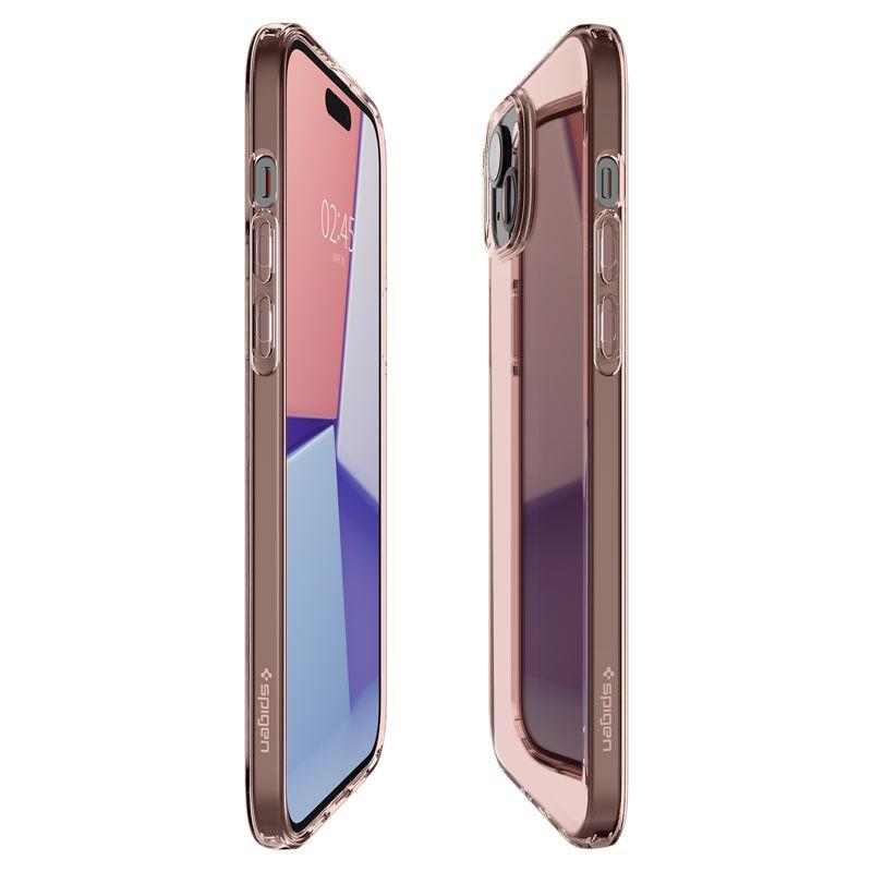 Spigen Crystal Flex viedtālruņa apvalks iPhone 15 Plus - rozā/caurspīdīgs