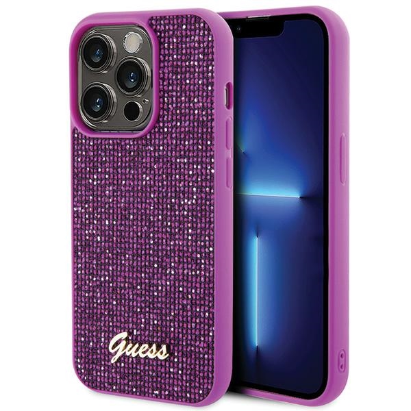 Guess Disko Metāla Uzraksts viedtālruņa apvalks iPhone 15 Pro - rozā