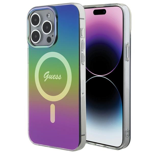 Guess IML Iridescent Magnētiskais viedtālruņa apvalks iPhone 15 Pro - melns