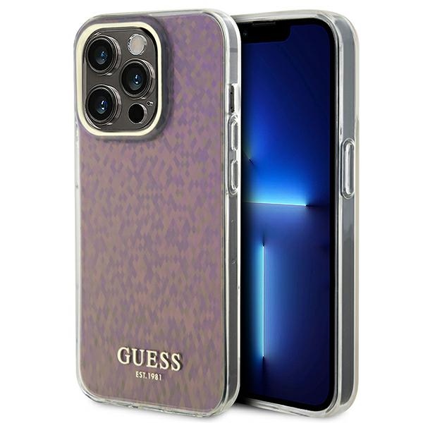 Guess GUHCP15XHDECMP iPhone 15 Pro Max 6.7" rozā/rozā cietais apvalks IML Faceted Mirror Disco Iridescent