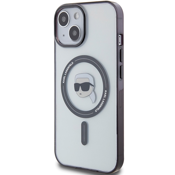 Karl Lagerfeld KLHMP15SHKHNOTK iPhone 15 6.1" caurspīdīgs cietais apvalks IML Karl's Head MagSafe