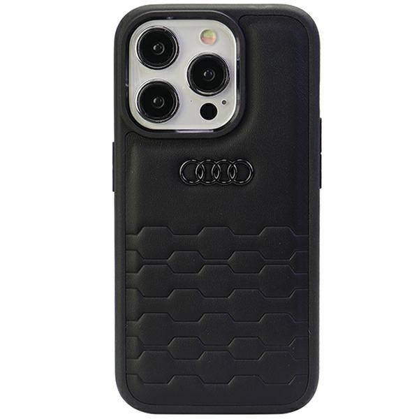 Audi GT Sintētiskā ādas viedtālruņa apvalks iPhone 15 Pro Max - melns