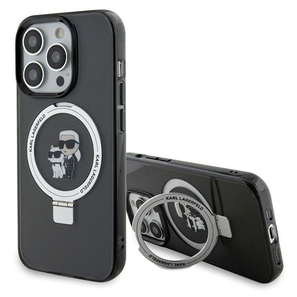 Karl Lagerfeld KLHMP15XHMRSKCK iPhone 15 Pro Max 6.7" melns ar statīvu Viedtālruņa apvalks Karl&Choupette MagSafe