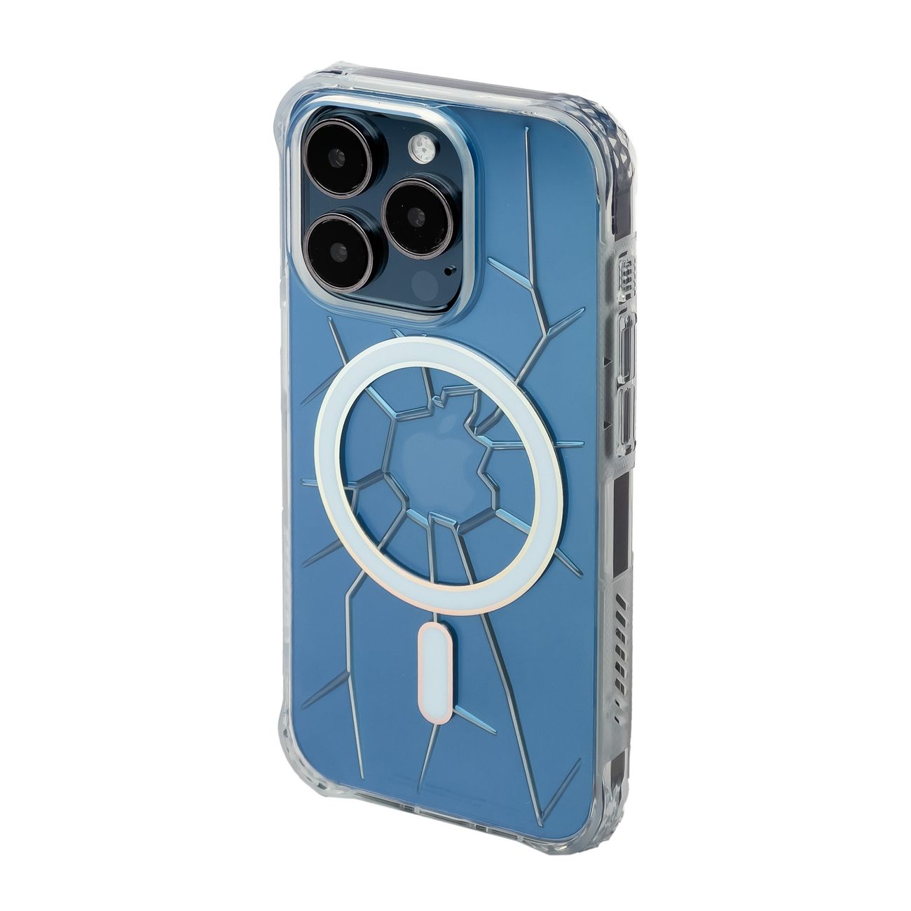 Magnētiskais Kingxbar PQY Crack Series silikona viedtālruņa apvalks iPhone 15 Pro - caurspīdīgs