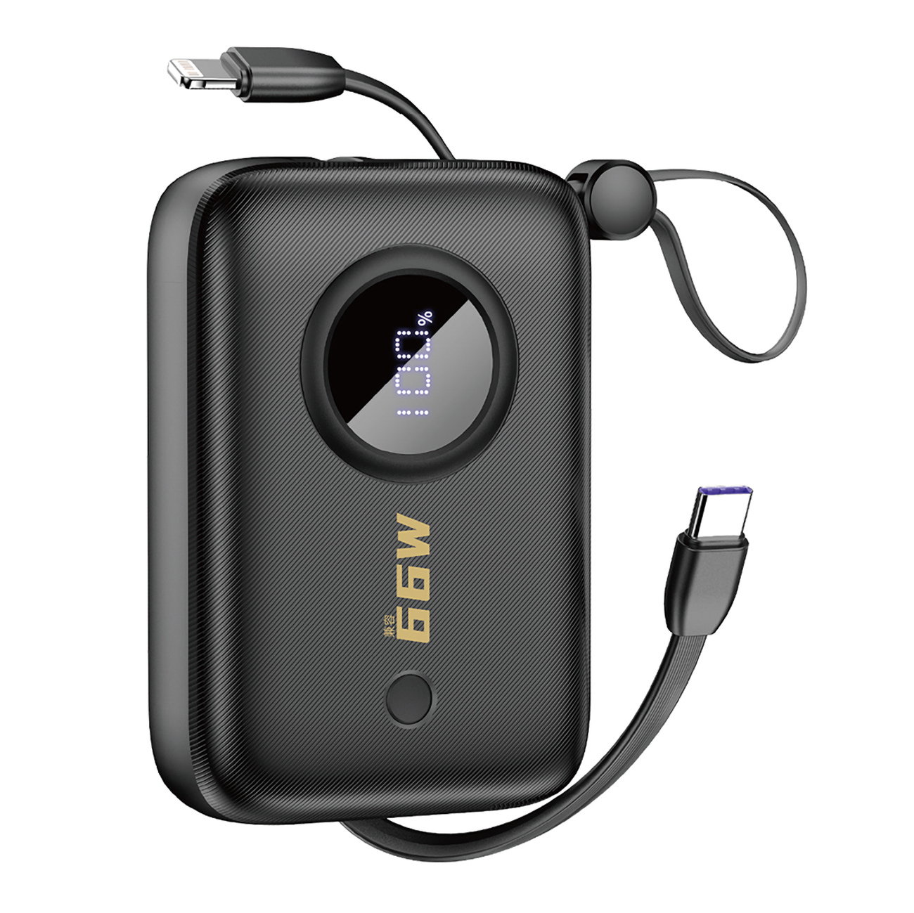 Portatīvais lādētājs Dudao K14 10000mAh ar USB-C / Lightning kabeļiem (melns)