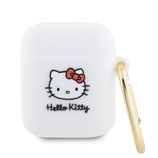 Hello Kitty Silikona 3D Kitty galvas viedtālruņa apvalks AirPods 1/2 - Balta