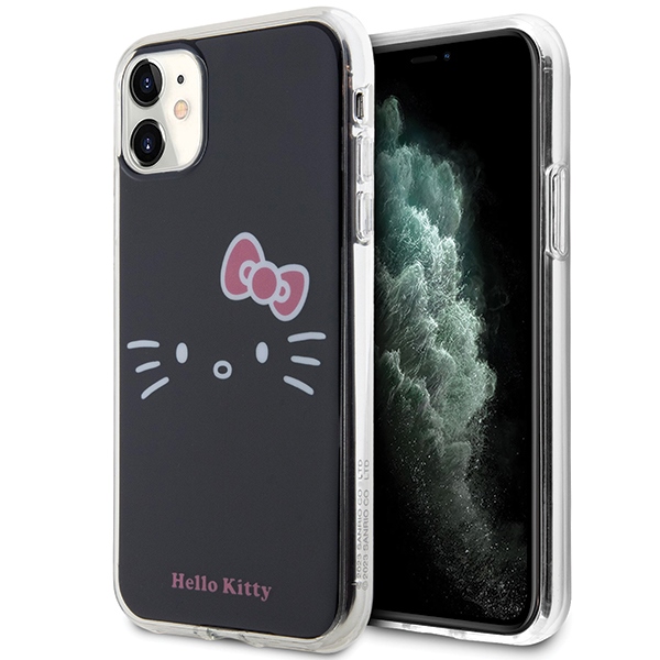 Hello Kitty IML kaķa sejas viedtālruņa apvalks iPhone 11 / Xr - melns