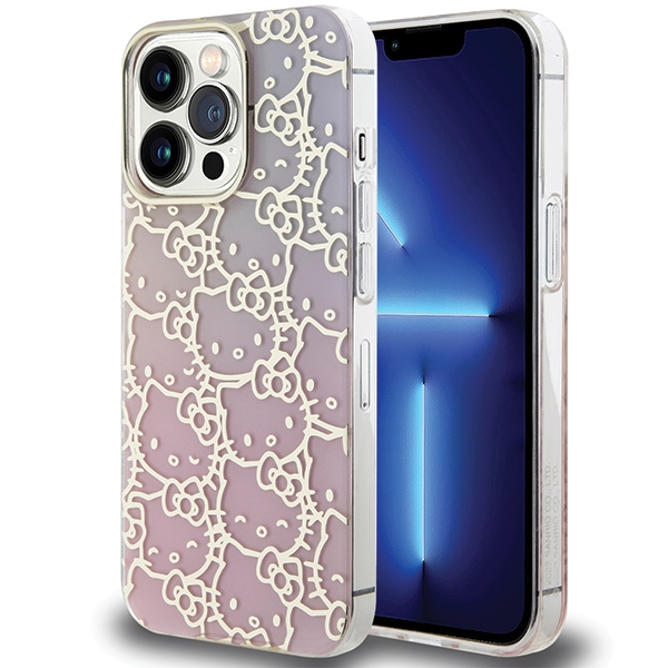 Hello Kitty IML gradienta elektrop blīvi izvietotu kaķu galvu viedtālruņa apvalks iPhone 13 Pro / 13 - rozā