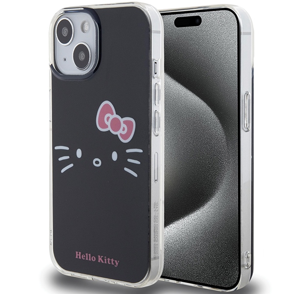 Hello Kitty IML Kitty Face viedtālruņa apvalks iPhone 15 - melns