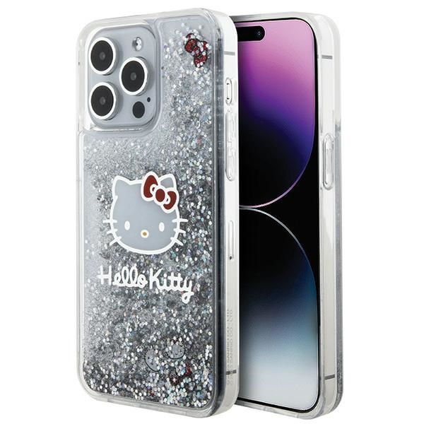 Hello Kitty šķidrā spīduma piekariņi Kitty Head viedtālruņa apvalks iPhone 15 Pro Max - sudraba