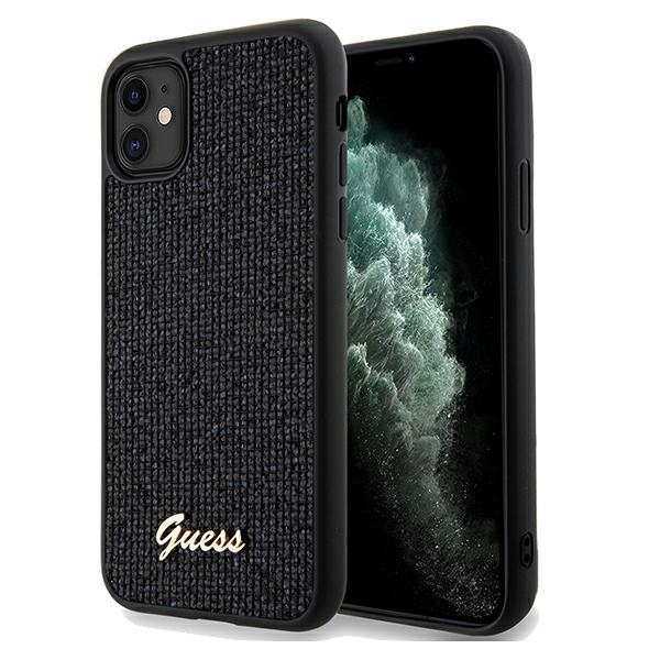 Guess Disco Metāla uzraksts viedtālruņa apvalks iPhone 11 / Xr - melns