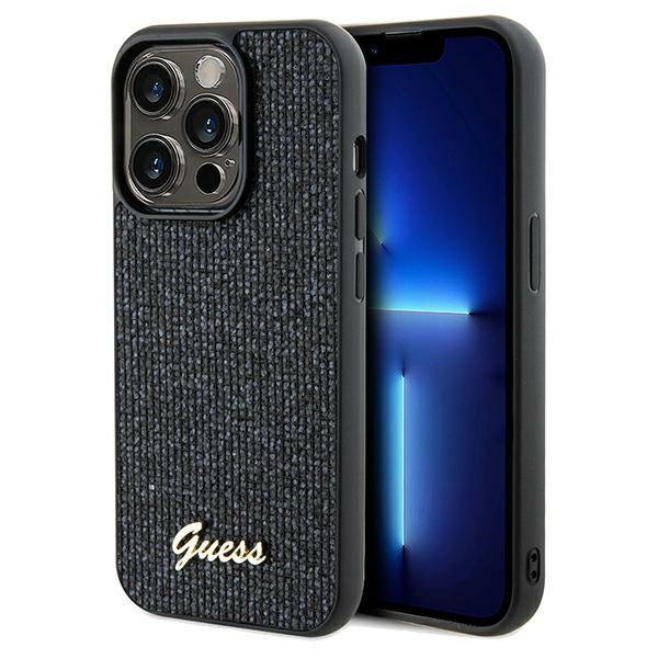 Guess Disco Metal Script viedtālruņa apvalks iPhone 14 Pro - melns