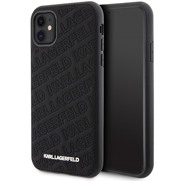 Karl Lagerfeld Quilted K Pattern viedtālruņa apvalks iPhone 11 / Xr - melns