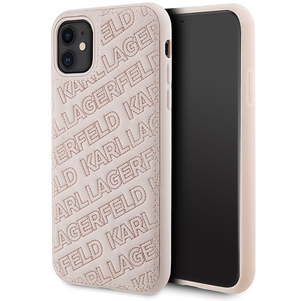 Karl Lagerfeld Quilted K Pattern viedtālruņa apvalks iPhone 11 / Xr - rozā