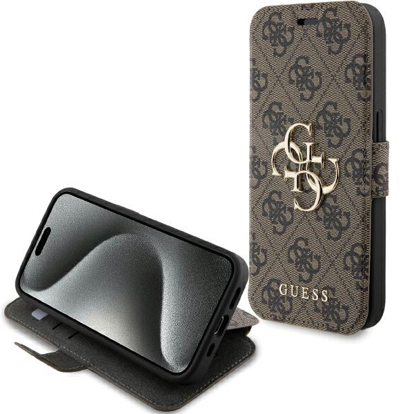 Guess 4G Metal Logo apvalks iPhone 15 Pro - brūns