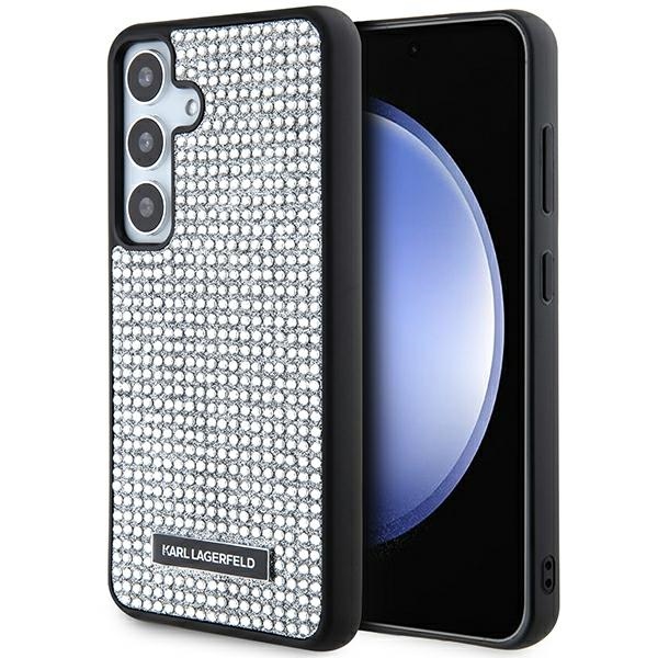 Karl Lagerfeld viedtālruņa apvalks ar metāla logotipu un rhinestone Samsung Galaxy S24 - sudraba